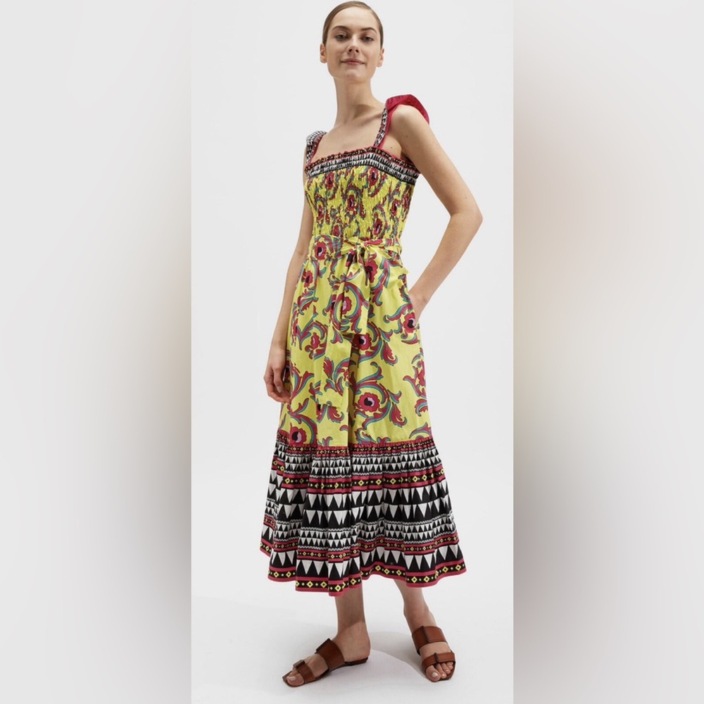 LA DoubleJ Multicolor Floral Midi Dress